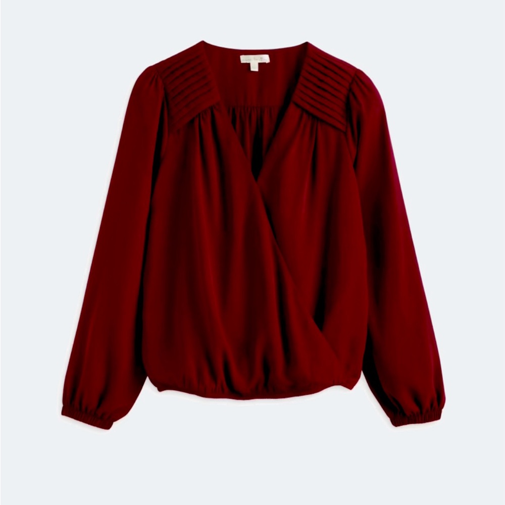 Nine Britton Burgundy Kimberly Surplice Blouse